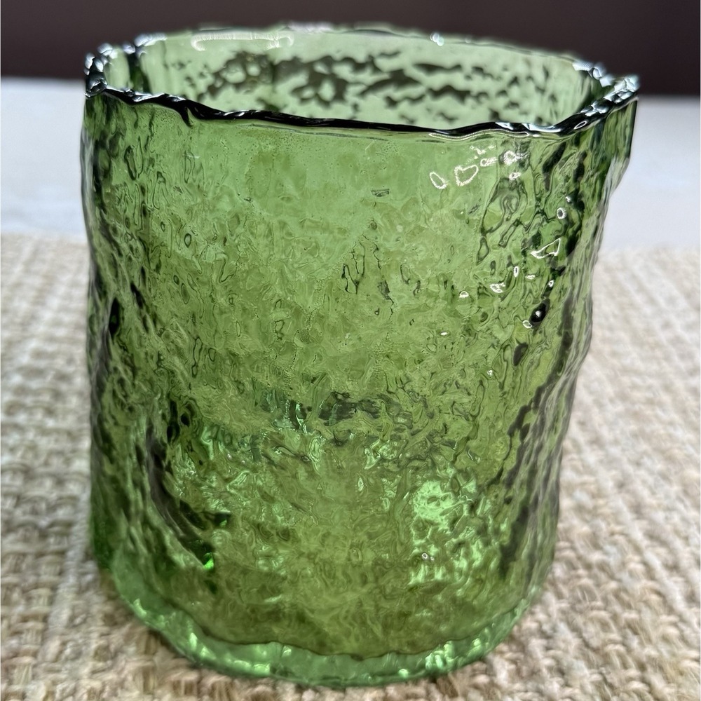 Ingrid Glashuttle Germany Green Bark Vase 1970's Small Chip See Photos